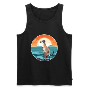 Whippet chien race dessin animé Kawaii Clipart chien animal de compagnie - Débardeur bio Premium Homme - noir - Devant - Michal (187cm)