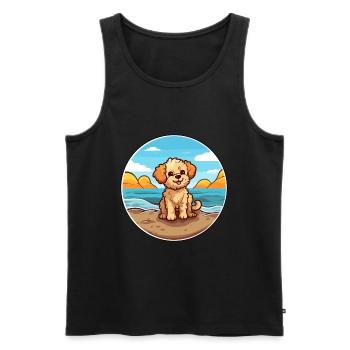 Chien jouet russe race dessin animé Kawaii Clipart chien - Débardeur bio Premium Homme - noir - Devant - Michal (187cm)