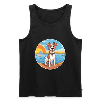 Russell Terrier Hund Rasse Cartoon Kawaii Clipart - Männer Premium Bio Tank Top - Schwarz - Vorne - Michal (187cm)