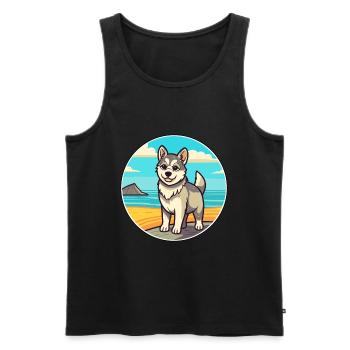 Suédois Vallhund chien race Cartoon Kawaii Clipart - Débardeur bio Premium Homme - noir - Devant - Michal (187cm)