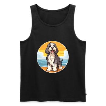 Schapendoes chien race dessin animé Kawaii Clipart chien - Débardeur bio Premium Homme - noir - Devant - Michal (187cm)