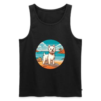 Westie Hund Rasse Cartoon Kawaii Clipart Aquarell - Männer Premium Bio Tank Top - Schwarz - Vorne - Michal (187cm)