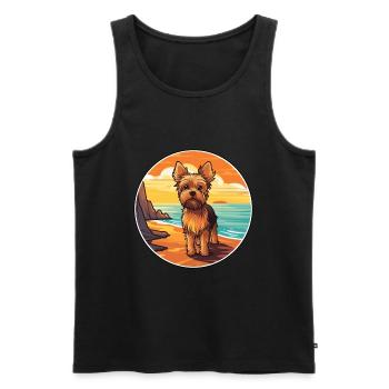 Yorkshire Terrier Dog Breed Cartoon Kawaii Clipart - Men's Premium Organic Tank Top - black - Front - AI Model Male 178 light (178cm)
