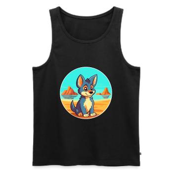 Tamaskan Dog Breed Cartoon Kawaii Clipart Dog Pet - Men's Premium Organic Tank Top - black - Front - Michal (187cm)