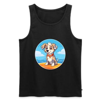 Taigan Dog Breed Cartoon Kawaii Clipart Watercolor - Men's Premium Organic Tank Top - black - Front - Michal (187cm)