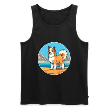 Taigan Kirgisische Taighany Hunderasse Cartoon Kawaii - Männer Premium Bio Tank Top - Schwarz - Vorne - AI Model Male 178 light (178cm)