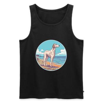 Russe Wolfhound chien race Cartoon Kawaii Clipart - Débardeur bio Premium Homme - noir - Devant - Michal (187cm)