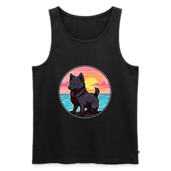 Schipperke chien race dessin animé Kawaii Clipart chien - Débardeur bio Premium Homme - noir - Devant - Michal (187cm)