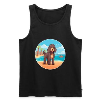 Spanischer Wasserhund Rasse Cartoon Kawaii Clipart Hund - Männer Premium Bio Tank Top - Schwarz - Vorne - Michal (187cm)