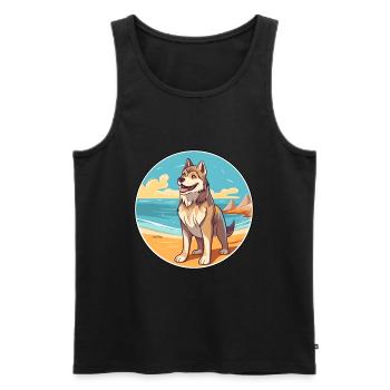 Saarloos Wolfhund Hund Rasse Cartoon Kawaii Clipart - Männer Premium Bio Tank Top - Schwarz - Vorne - AI Model Male 178 light (178cm)