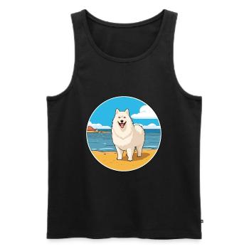 Samoyède chien race Cartoon Kawaii Clipart chien animal de compagnie - Débardeur bio Premium Homme - noir - Devant - Michal (187cm)