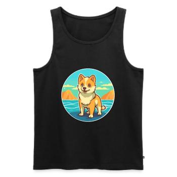 Shikoku Dog Breed Cartoon Kawaii Clipart Dog Pet - Men's Premium Organic Tank Top - black - Front - Michal (187cm)