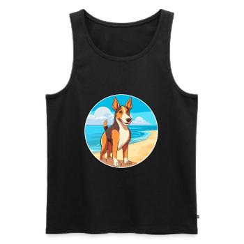 Smooth Collie Dog Breed Cartoon Kawaii Clipart Dog - Men's Premium Organic Tank Top - black - Front - AI Model Male 178 light (178cm)