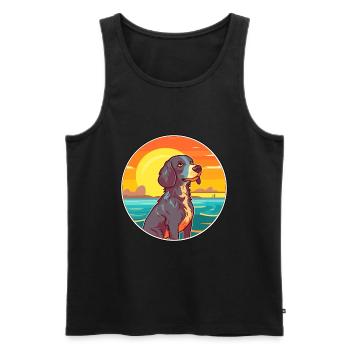 Sud de la Russie Ovcharka chien race Cartoon Kawaii - Débardeur bio Premium Homme - noir - Devant - AI Model Male 178 light (178cm)