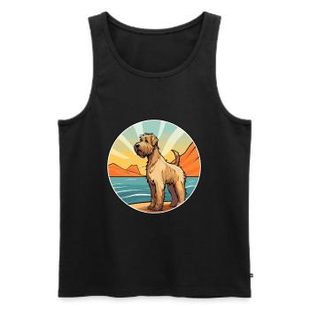 Soft Coated Wheaten Terrier Dog Breed Cartoon Pet - Men's Premium Organic Tank Top - black - Front - AI Model Male 178 light (178cm)