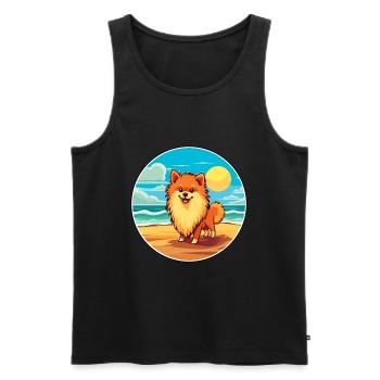 Spitz Hund Rasse Cartoon Kawaii Clipart Aquarell - Männer Premium Bio Tank Top - Schwarz - Vorne - Michal (187cm)