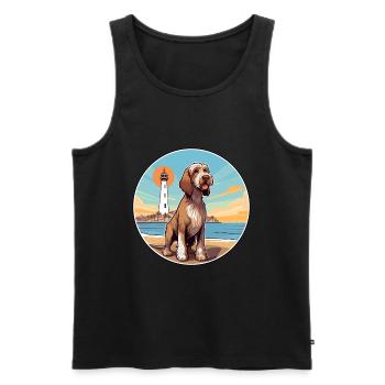 Spinone Italiano Dog Breed Cartoon Kawaii Clipart - Men's Premium Organic Tank Top - black - Front - Michal (187cm)