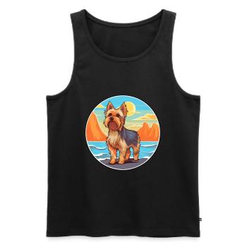 Silky Terrier Hund Rasse Cartoon Kawaii Clipart Hund - Männer Premium Bio Tank Top - Schwarz - Vorne - Michal (187cm)