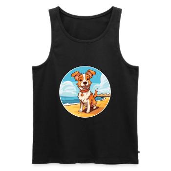 Slovak Cuvac Dog Breed Cartoon Kawaii Clipart Dog - Men's Premium Organic Tank Top - black - Front - Michal (187cm)