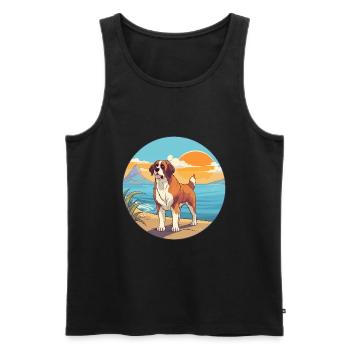 St Bernard chien race Cartoon Kawaii Clipart chien - Débardeur bio Premium Homme - noir - Devant - AI Model Male 178 light (178cm)