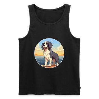 Stabyhoun chien race dessin animé kawaii clipart chien animal de compagnie - Débardeur bio Premium Homme - noir - Devant - Michal (187cm)