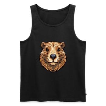 Beaver Colorful Watercolor Cartoon Kawaii Animal - Men's Premium Organic Tank Top - black - Front - Michal (187cm)