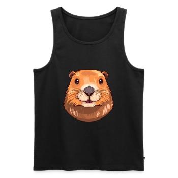 Und täglich grüßt das Murmeltier bunte Aquarell-Karikatur Kawaii Haustier - Männer Premium Bio Tank Top - Schwarz - Vorne - Michal (187cm)
