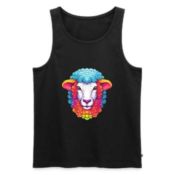Schaf Buntes Aquarell Cartoon Kawaii Tier - Männer Premium Bio Tank Top - Schwarz - Vorne - AI Model Male 178 light (178cm)