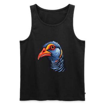 Pintade colorée aquarelle dessin animé Kawaii Ani - Débardeur bio Premium Homme - noir - Devant - AI Model Male 178 light (178cm)