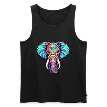 Elephant Colorful Watercolor Cartoon Kawaii Animal - Men's Premium Organic Tank Top - black - Front - Michal (187cm)