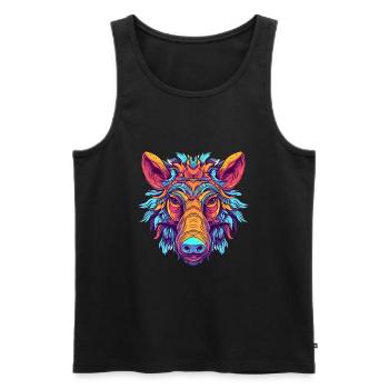 Boar Colorful Watercolor Cartoon Kawaii Animal - Men's Premium Organic Tank Top - black - Front - AI Model Male 178 light (178cm)