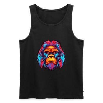 Gorilla Colorful Watercolor Cartoon Kawaii Animal - Men's Premium Organic Tank Top - black - Front - Michal (187cm)