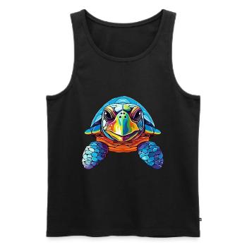 Turtle Colorful Watercolor Cartoon Kawaii Animal - Men's Premium Organic Tank Top - black - Front - Michal (187cm)