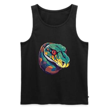 Anaconda Colorful Watercolor Cartoon Kawaii Animal - Men's Premium Organic Tank Top - black - Front - AI Model Male 178 light (178cm)