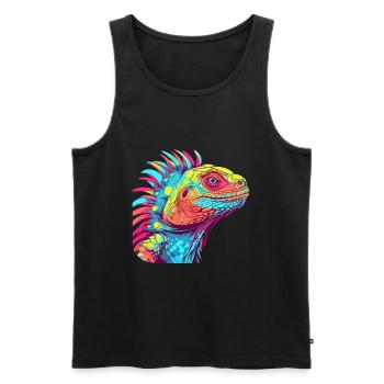 Iguana Colorful Watercolor Cartoon Kawaii Animal - Men's Premium Organic Tank Top - black - Front - AI Model Male 178 light (178cm)