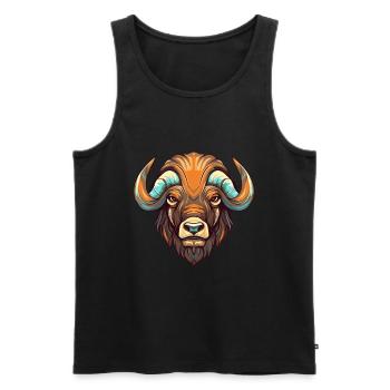 Buffalo Colorful Watercolor Cartoon Kawaii Animal - Men's Premium Organic Tank Top - black - Front - Michal (187cm)