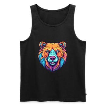 Ours Aquarelle Colorée Dessin Animé Kawaii Animal - Débardeur bio Premium Homme - noir - Devant - Michal (187cm)