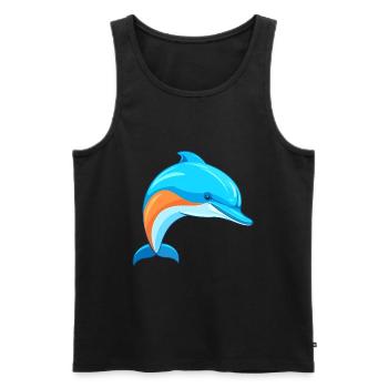 Delfin buntes Aquarell Cartoon Kawaii Tier - Männer Premium Bio Tank Top - Schwarz - Vorne - AI Model Male 178 light (178cm)