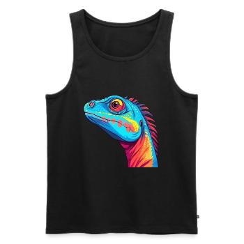Lézard Aquarelle Colorée Dessin Animé Kawaii Animal - Débardeur bio Premium Homme - noir - Devant - AI Model Male 178 light (178cm)