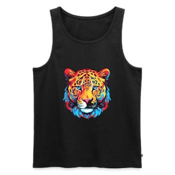 Leopard Colorful Watercolor Cartoon Kawaii Animal - Men's Premium Organic Tank Top - black - Front - AI Model Male 178 light (178cm)