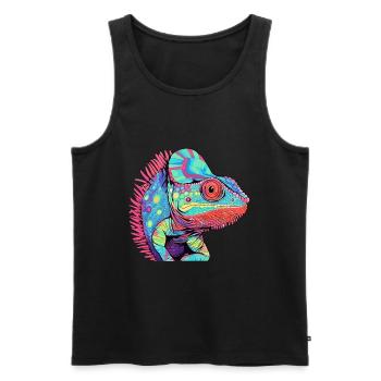 Chameleon Colorful Watercolor Cartoon Kawaii Anima - Men's Premium Organic Tank Top - black - Front - Michal (187cm)