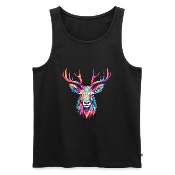 Hirsch buntes Aquarell Cartoon Kawaii Tier - Männer Premium Bio Tank Top - Schwarz - Vorne - Michal (187cm)