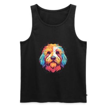 Hund Buntes Aquarell Cartoon Kawaii Tier - Männer Premium Bio Tank Top - Schwarz - Vorne - Michal (187cm)