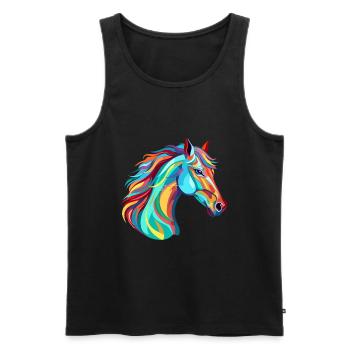 Cheval Aquarelle Colorée Dessin Animé Kawaii Animal - Débardeur bio Premium Homme - noir - Devant - AI Model Male 178 light (178cm)