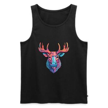 Moose Colorful Watercolor Cartoon Kawaii Animal - Men's Premium Organic Tank Top - black - Front - Michal (187cm)