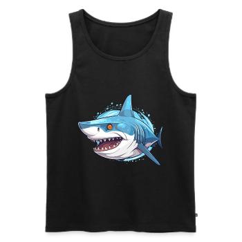 Requin Aquarelle Colorée Dessin Animé Kawaii Animal - Débardeur bio Premium Homme - noir - Devant - Michal (187cm)
