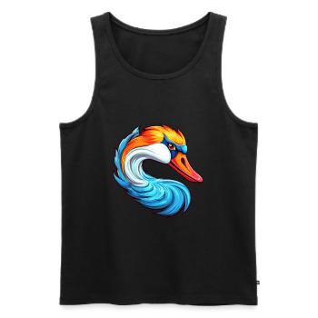Schwan Buntes Aquarell Cartoon Kawaii Tier - Männer Premium Bio Tank Top - Schwarz - Vorne - Michal (187cm)