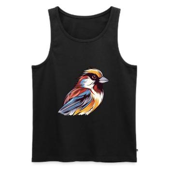 Moineau Aquarelle Colorée Dessin Animé Kawaii Animal - Débardeur bio Premium Homme - noir - Devant - AI Model Male 178 light (178cm)