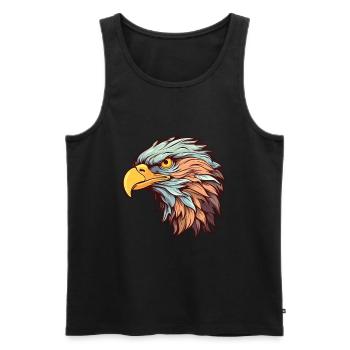 Aigle Aquarelle Colorée Dessin Animé Kawaii Animal - Débardeur bio Premium Homme - noir - Devant - Michal (187cm)