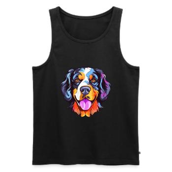 Hund Buntes Aquarell Cartoon Kawaii Tier - Männer Premium Bio Tank Top - Schwarz - Vorne - Michal (187cm)